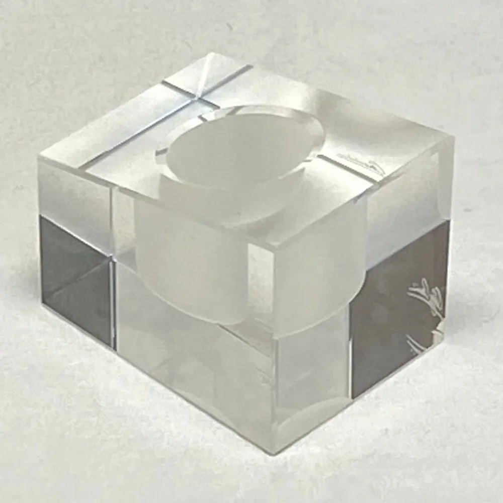 Oleg Cassini Crystal Candleholder Small Trapezoid Signed New In Box Candle Stick